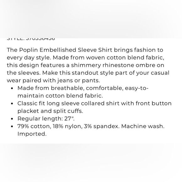 Chico’s Poplin and embellished long sleeve top - Picture 12 of 14